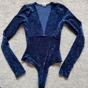 TNA Navy Blue Deep V Bodysuit